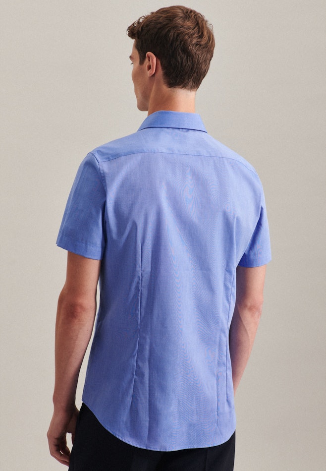 Non-iron Fil a fil Short sleeve Business Shirt in Slim with Kent-Collar in Medium Blue | Seidensticker online shop