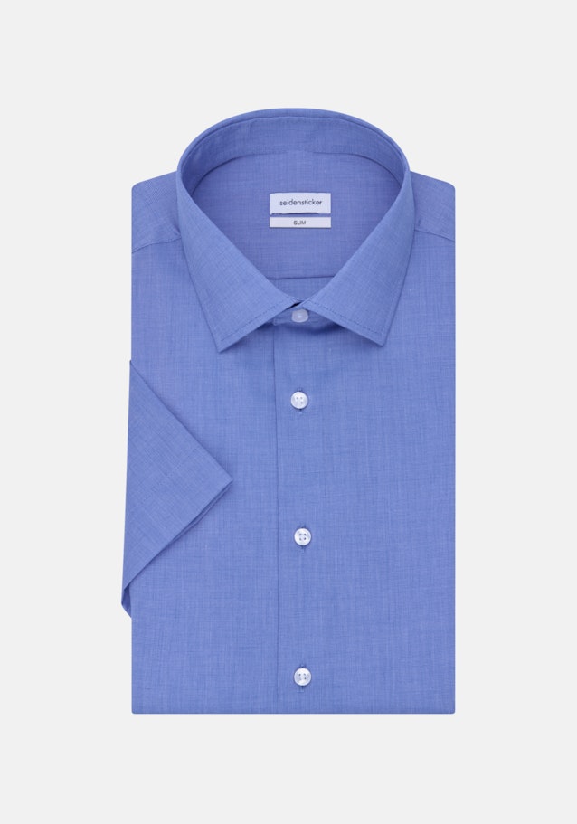 Non-iron Fil a fil Short sleeve Business Shirt in Slim with Kent-Collar in Medium Blue |  Seidensticker Onlineshop