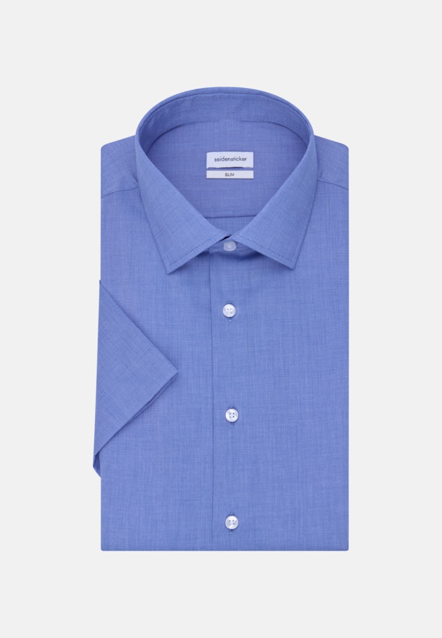 Non-iron Fil a fil Short sleeve Business Shirt in Slim with Kent-Collar in Medium Blue |  Seidensticker Onlineshop