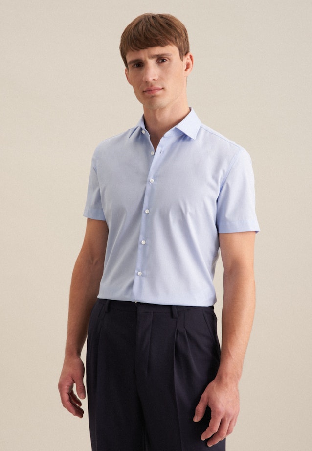 Non-iron Fil a fil korte arm Business overhemd in Slim with Kentkraag in Lichtblauw | Seidensticker Onlineshop