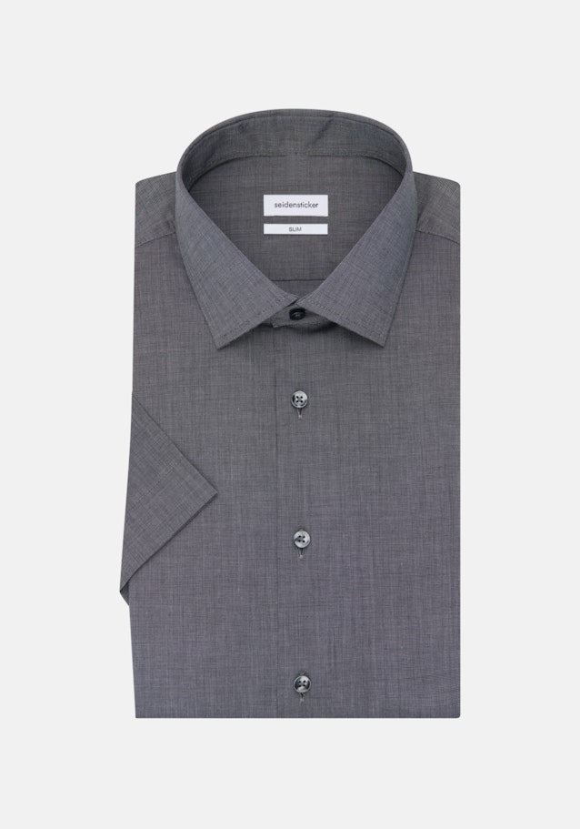 Non-iron Fil a fil Short sleeve Business Shirt in Slim with Kent-Collar in Grey |  Seidensticker Onlineshop