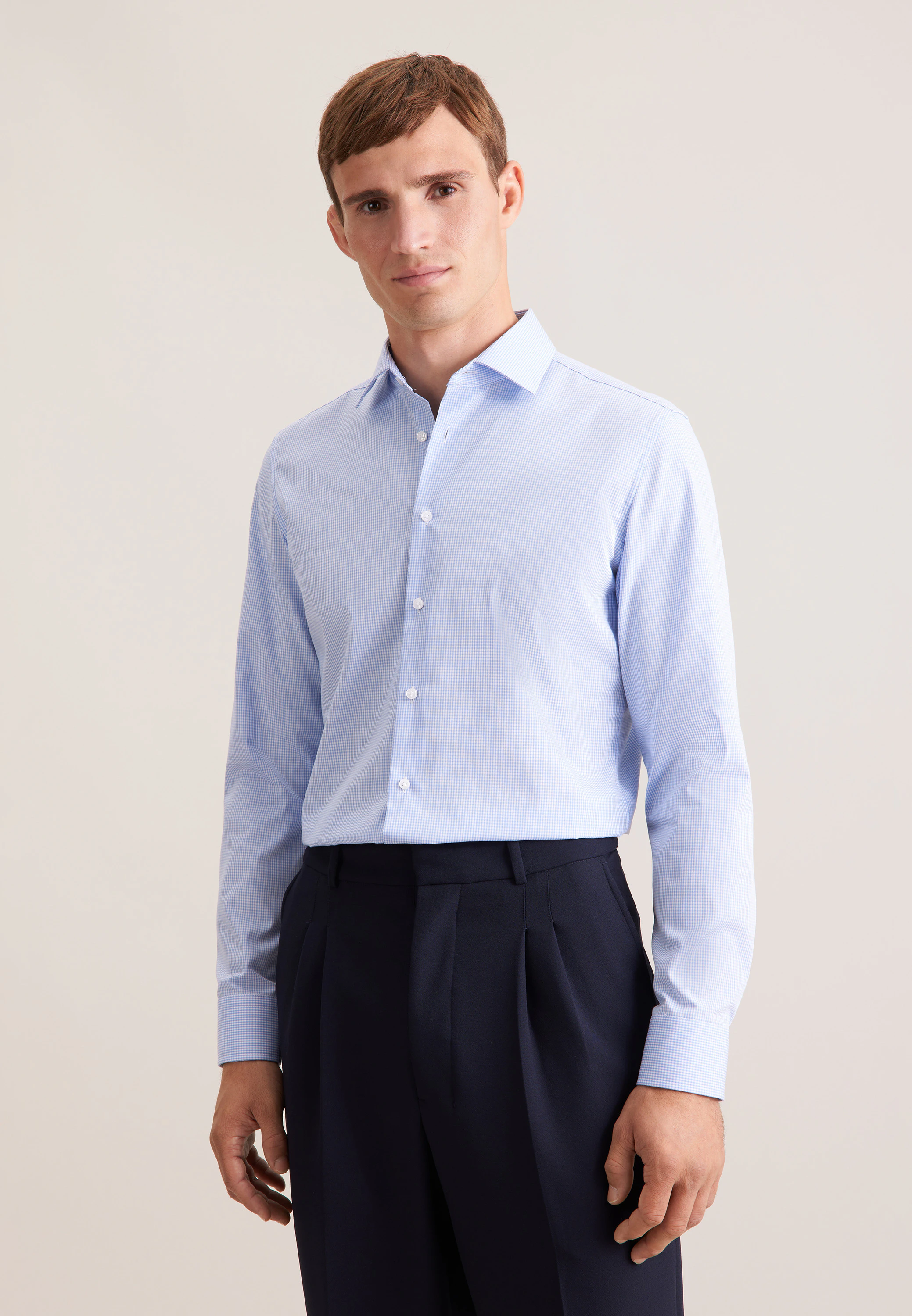 Slim Business Hemd Karo Blau 44