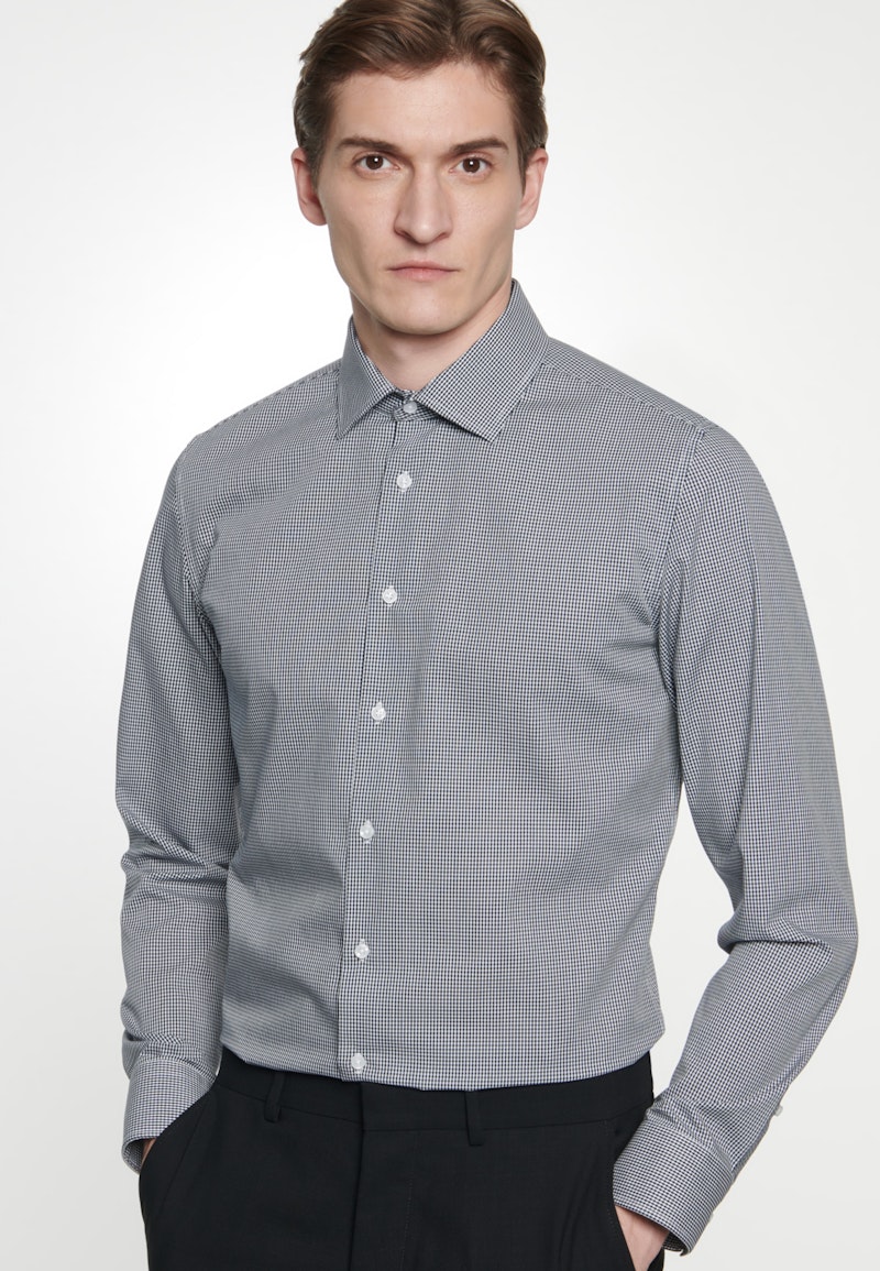 Non-iron Poplin Business Shirt in Slim with Kent-Collar