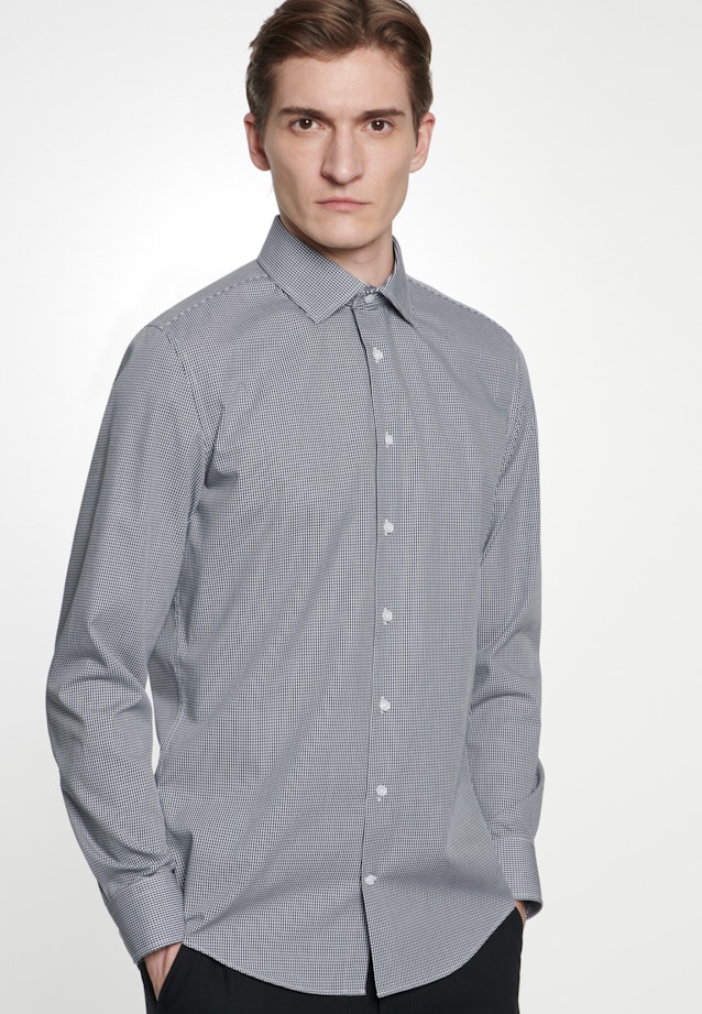 Non-iron Poplin Business Shirt in Slim with Kent-Collar in Dark Blue |  Seidensticker Onlineshop