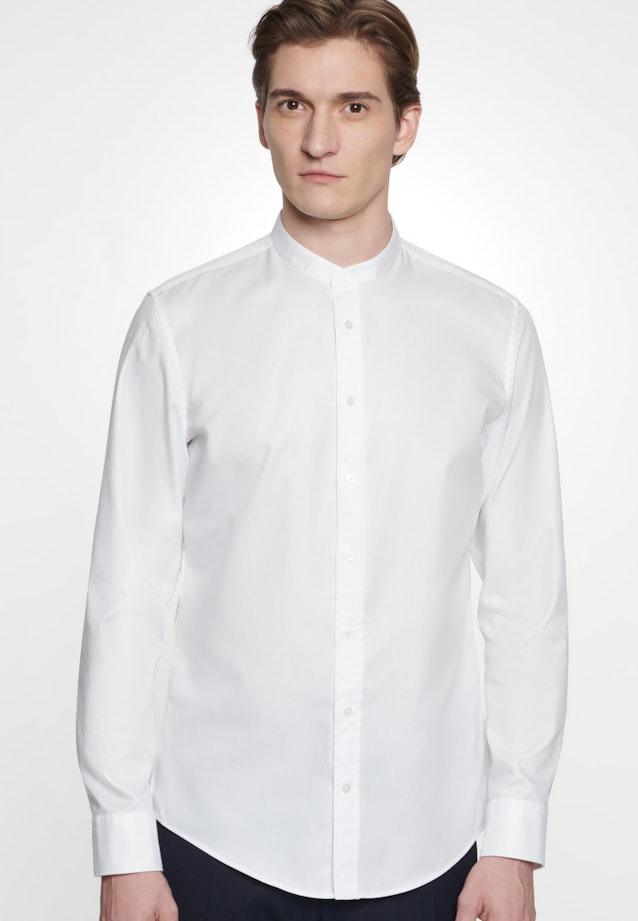 Bügelleichtes Twill Business Hemd in Slim mit Stehkragen in Weiß |  Seidensticker Onlineshop