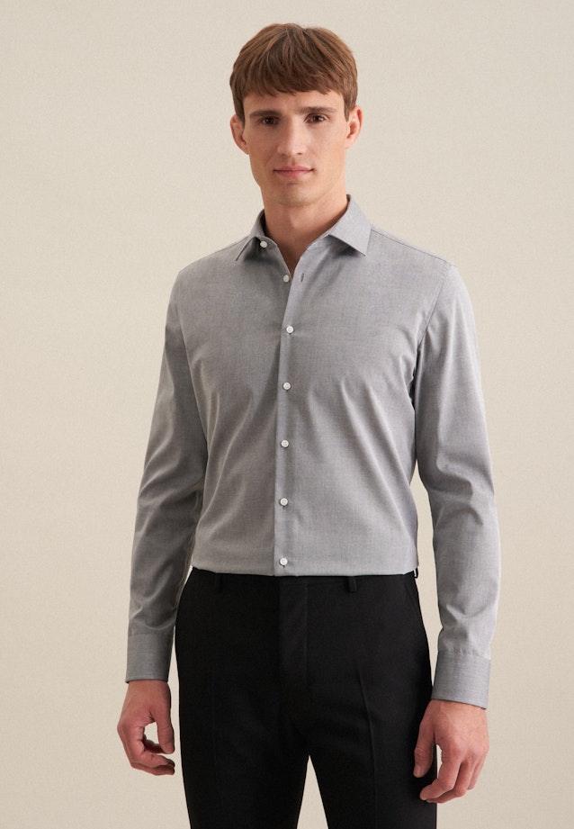 Non-iron Chambray Business overhemd in Slim with Kentkraag in Grijs |  Seidensticker Onlineshop