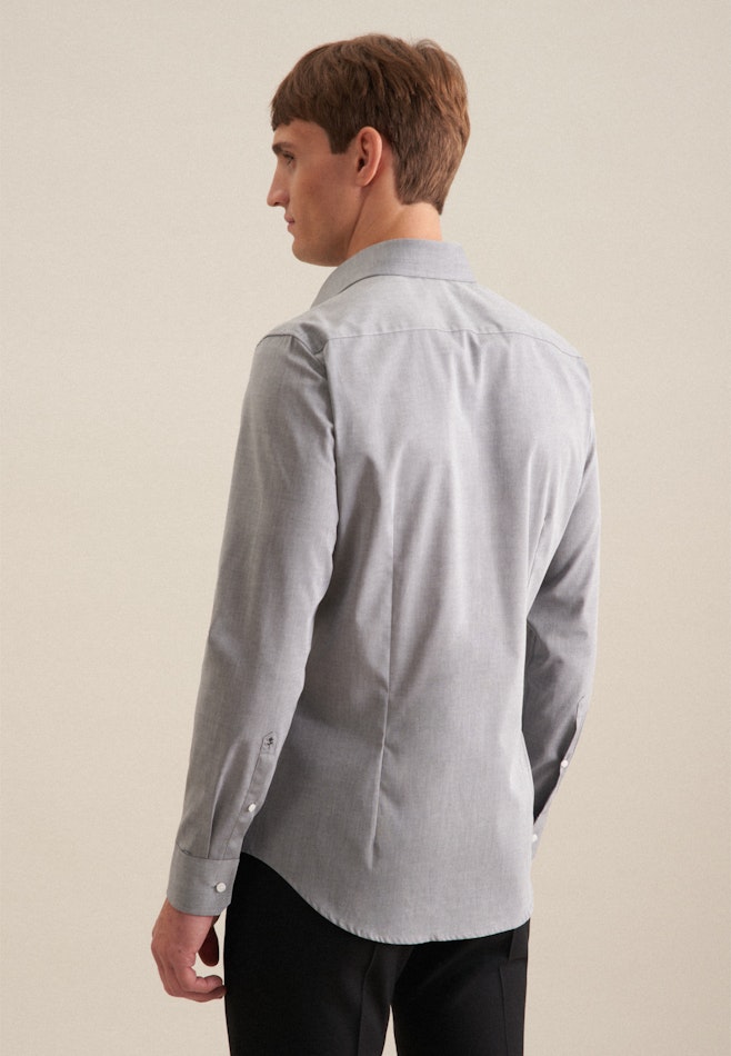 Non-iron Chambray Business Shirt in Slim with Kent-Collar in Grey | Seidensticker online shop