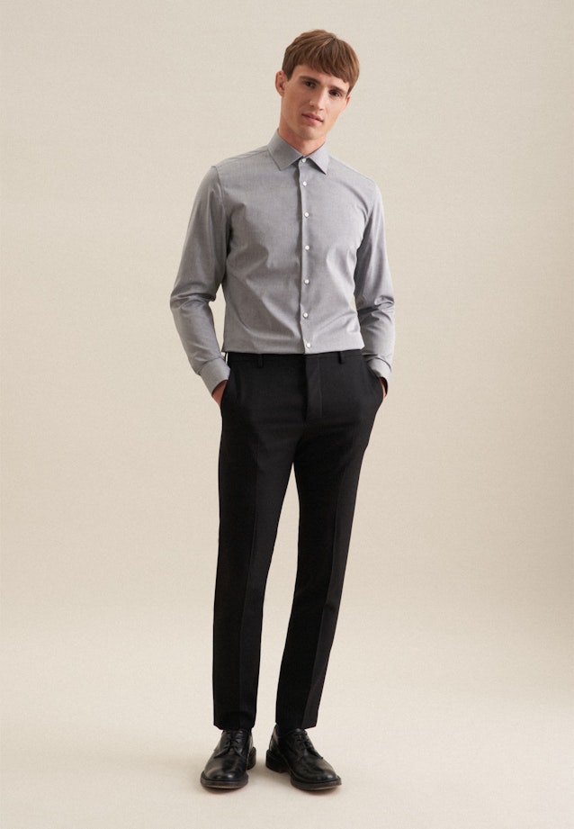 Non-iron Chambray Business Shirt in Slim with Kent-Collar in Grey |  Seidensticker Onlineshop