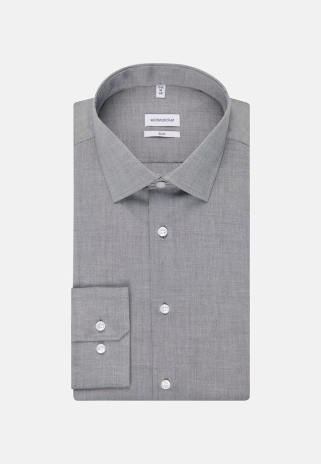 Non-iron Chambray Business Shirt in Slim with Kent-Collar in Grey |  Seidensticker Onlineshop