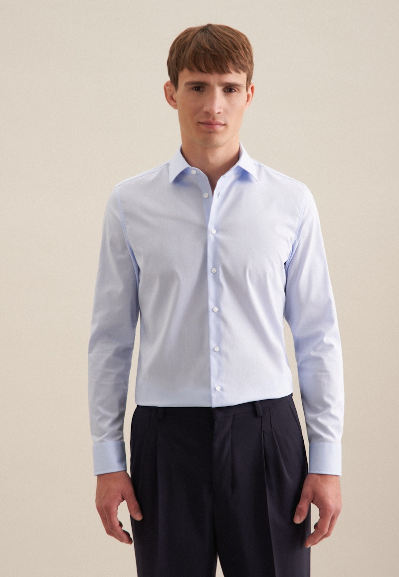 Non-iron Chambray Business Shirt in Slim with Kent-Collar