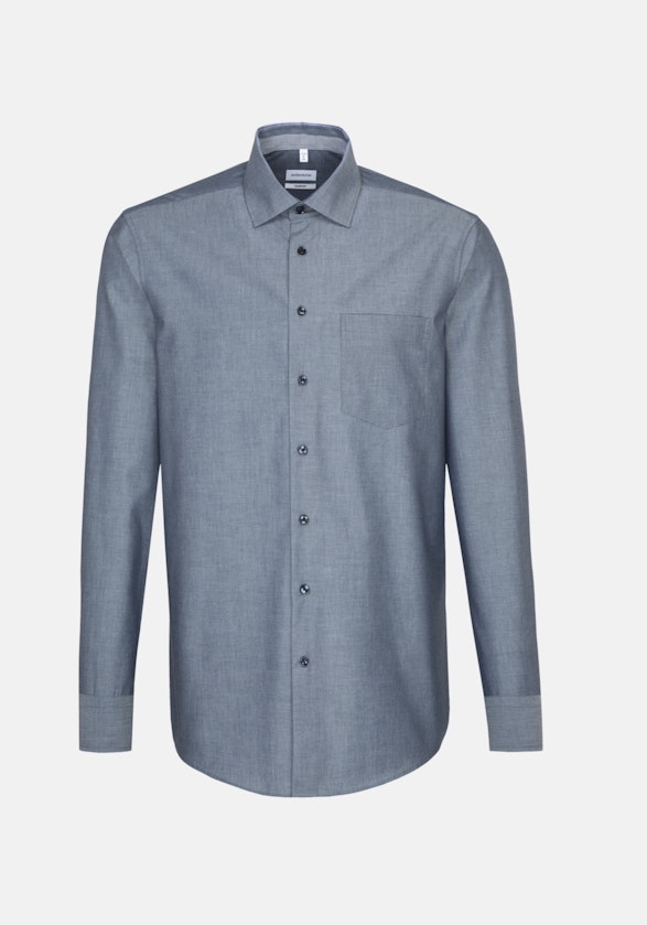 Non-iron Chambray Business Shirt in Comfort with Kent-Collar in Dark Blue |  Seidensticker Onlineshop