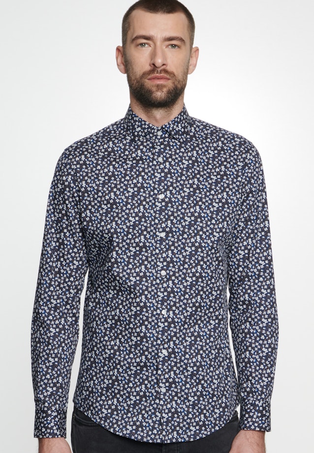 Slim Chemise Business Floral in Bleu Foncé |  Seidensticker Onlineshop
