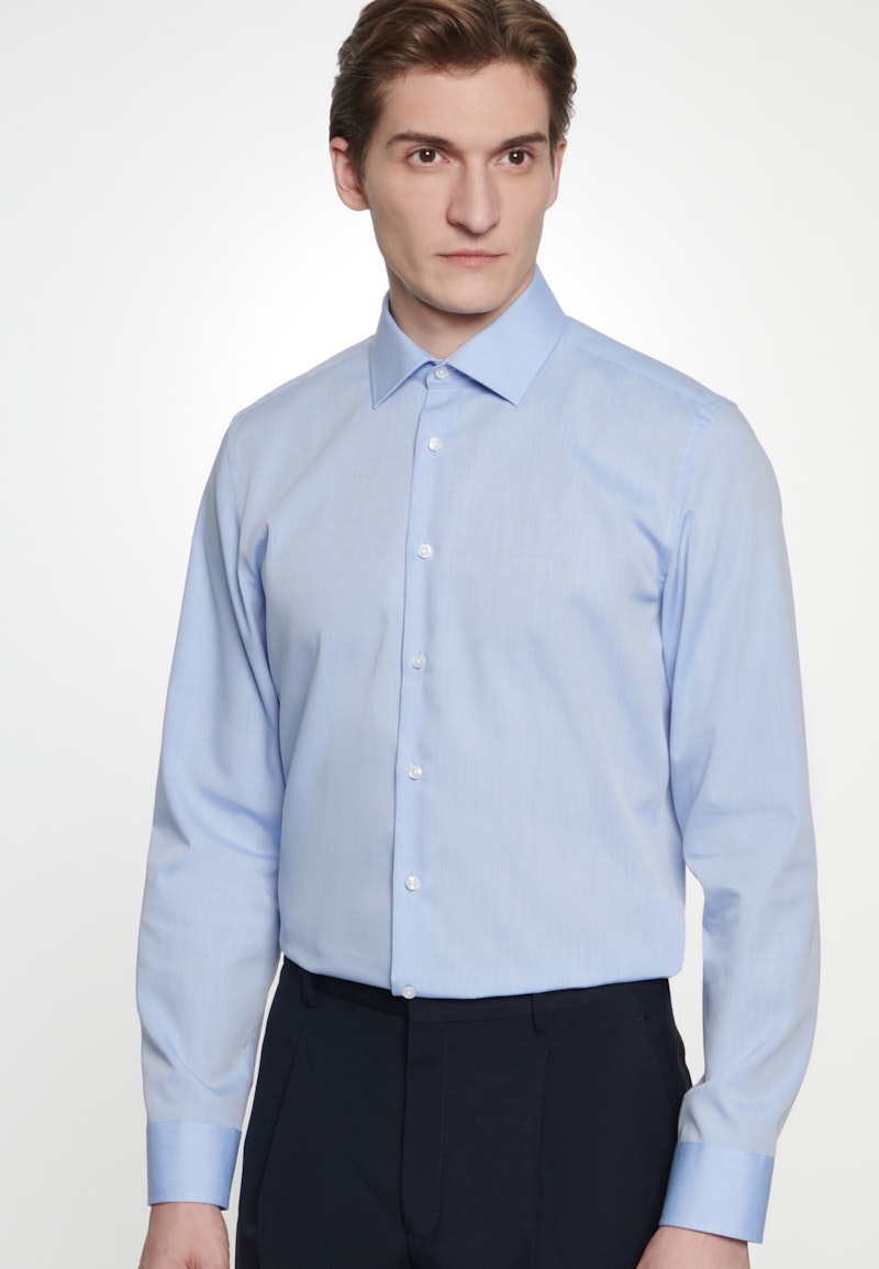 Non-iron Chambray Business Shirt in X-Slim with Kent-Collar