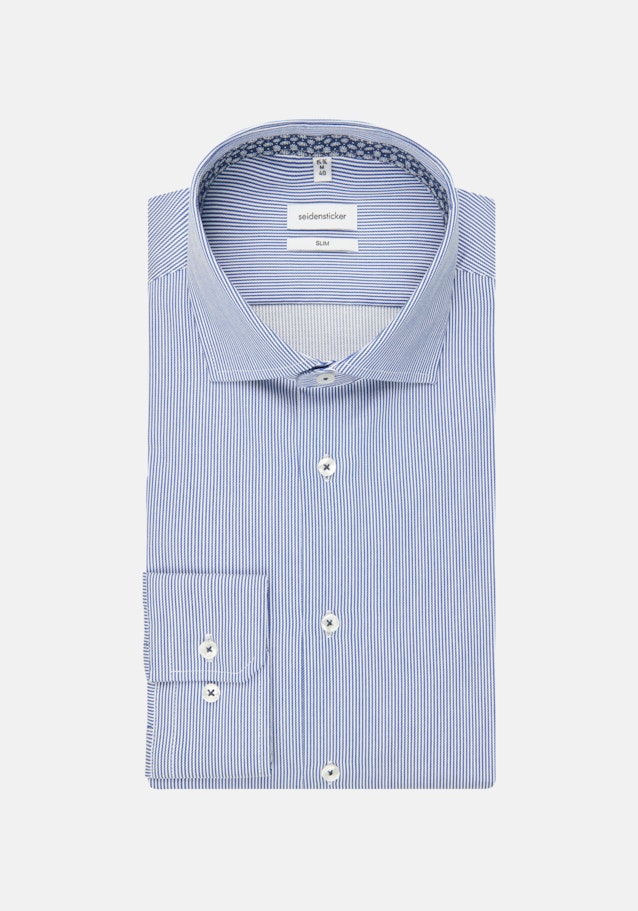 Bügelleichtes Twill Business Hemd in Slim mit Kentkragen und extra langem Arm in Mittelblau |  Seidensticker Onlineshop