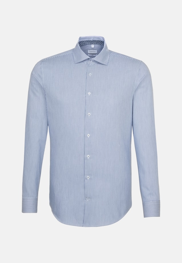 Bügelleichtes Twill Business Hemd in Slim mit Kentkragen und extra langem Arm in Mittelblau |  Seidensticker Onlineshop