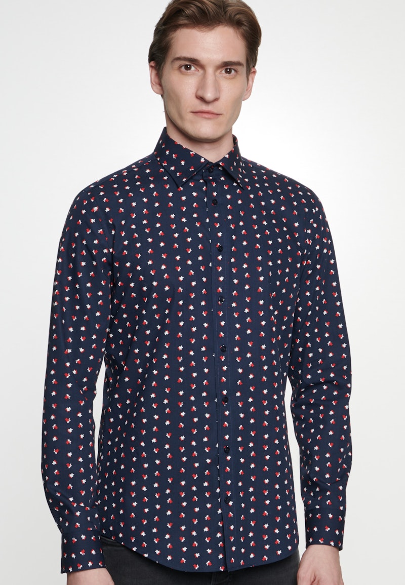 Business overhemd in Shaped with Covered Button-Down-Kraag