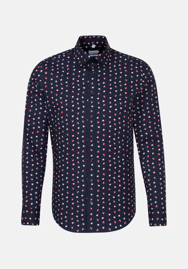 Business Shirt in Shaped with Covered-Button-Down-Collar in Dark Blue |  Seidensticker Onlineshop