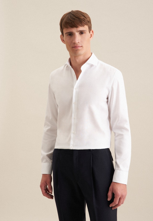 Bügelfreies Oxfordhemd in Slim mit Kentkragen in Weiß | Seidensticker Onlineshop