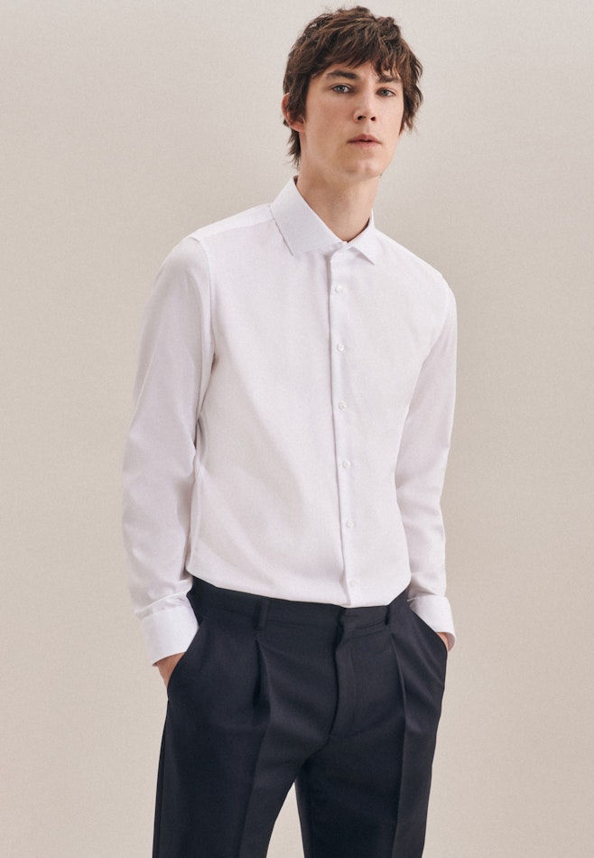 Non-iron Twill Business Shirt in Slim with Kent-Collar in White | Seidensticker online shop