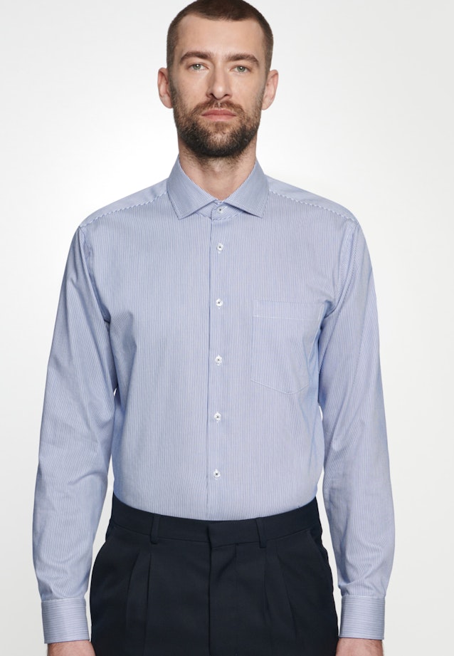 Comfort Business Hemd Streifen in Mittelblau |  Seidensticker Onlineshop