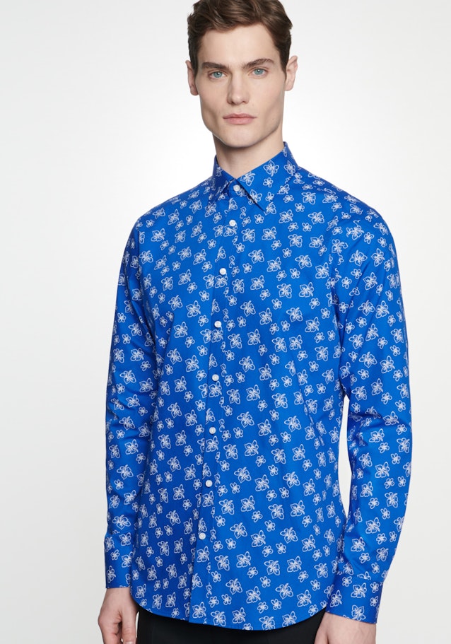 Business overhemd in Shaped with Covered Button-Down-Kraag in Middelmatig Blauw |  Seidensticker Onlineshop