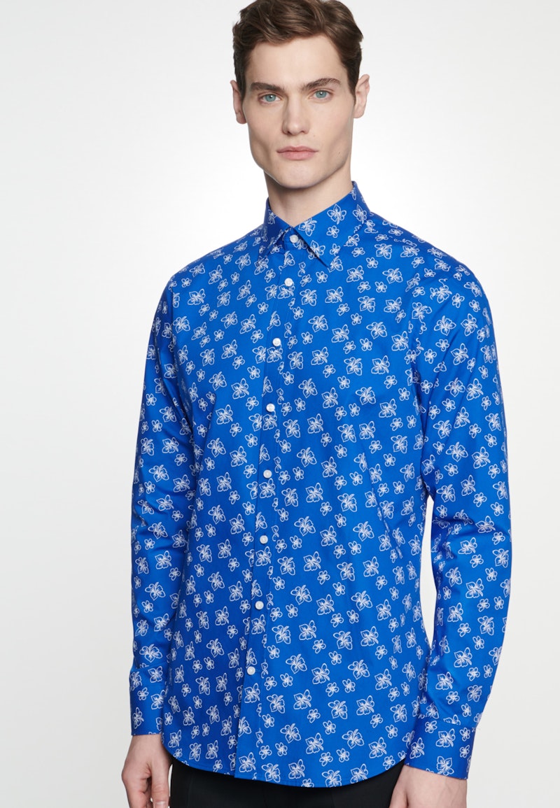 Popeline Business Hemd in Shaped mit Covered-Button-Down-Kragen
