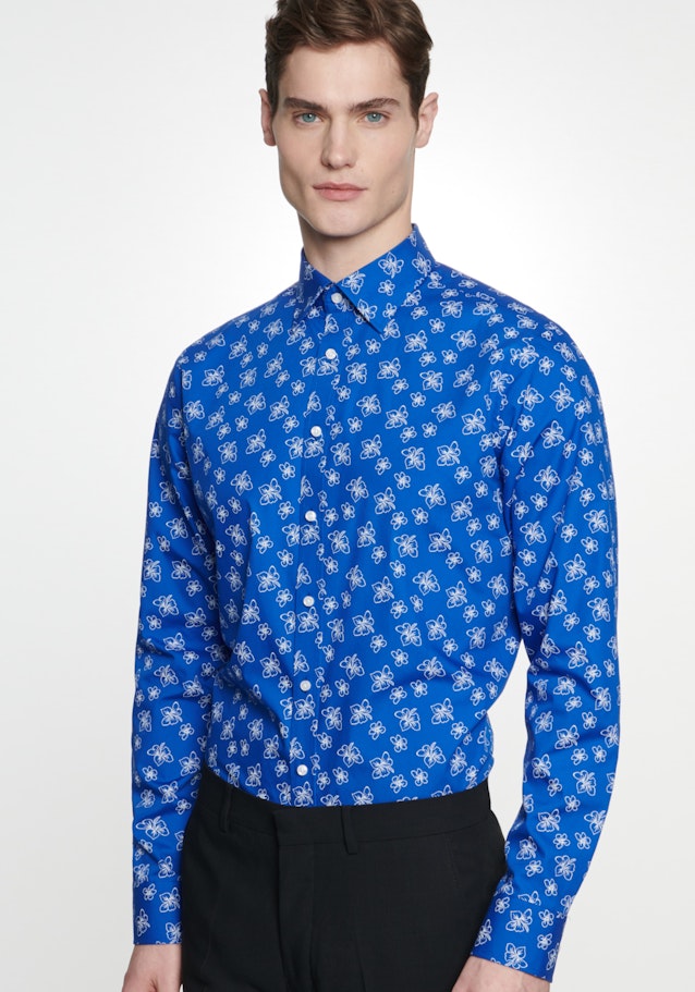 Shaped Business Hemd Floral in Mittelblau | Seidensticker Onlineshop