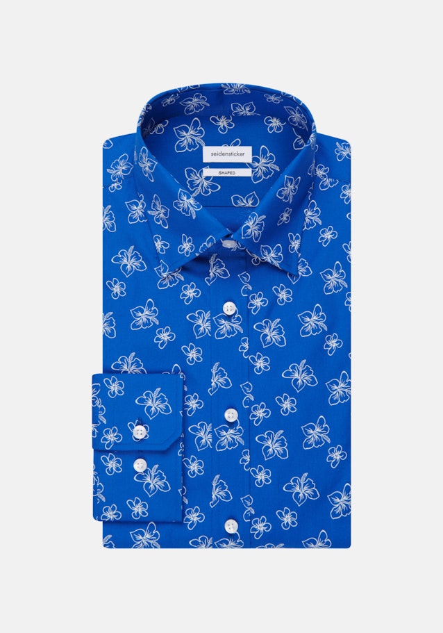 Popeline Business Hemd in Shaped mit Covered-Button-Down-Kragen in Mittelblau |  Seidensticker Onlineshop