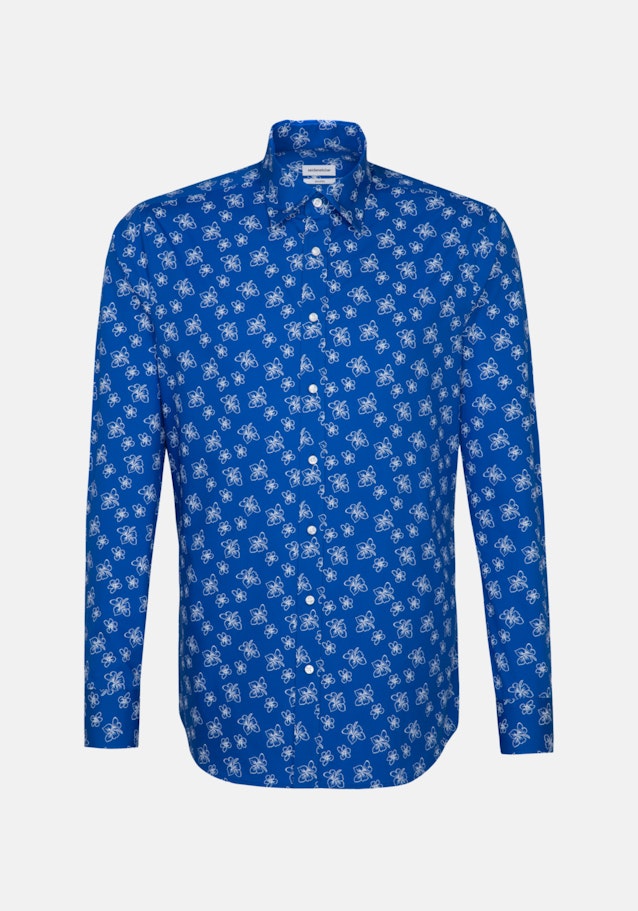 Popeline Business Hemd in Shaped mit Covered-Button-Down-Kragen in Mittelblau |  Seidensticker Onlineshop