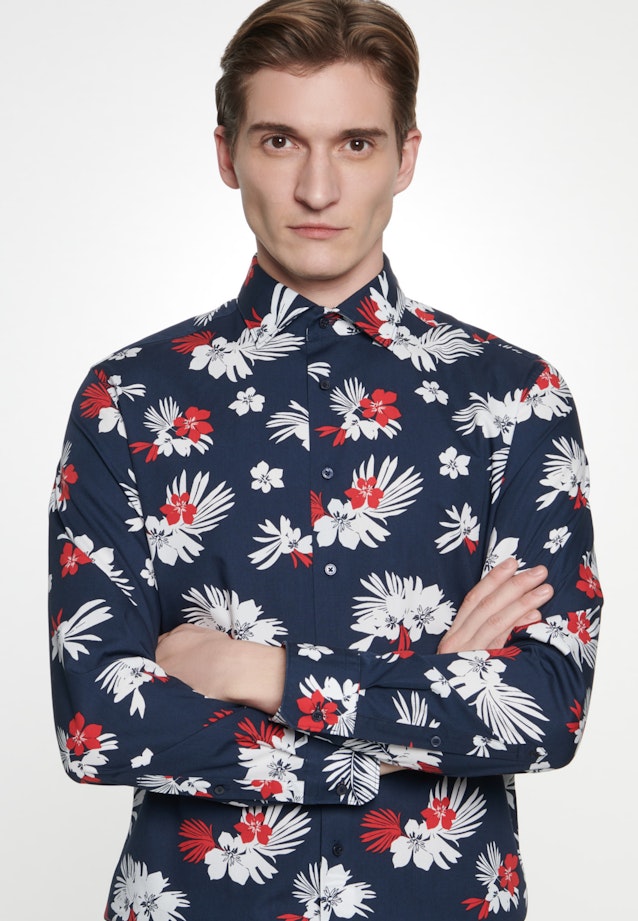 X-Slim Chemise Business Floral in Bleu Foncé |  Seidensticker Onlineshop