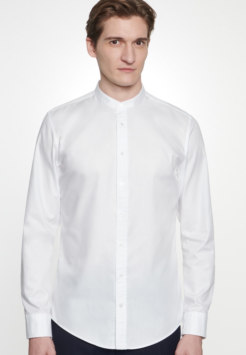 Easy-iron Twill Business Shirt in Shaped with Stand-Up Collar