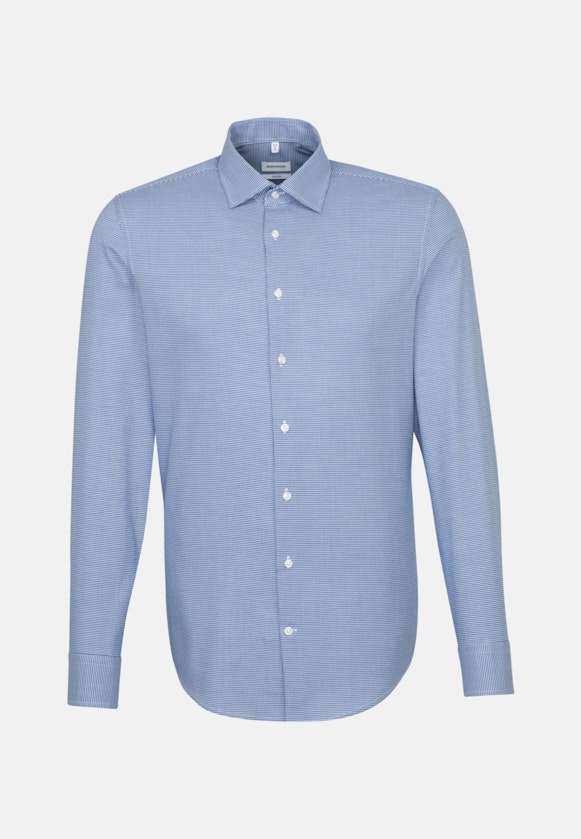 Bügelleichtes Pepita Business Hemd in Shaped mit Kentkragen in Mittelblau |  Seidensticker Onlineshop