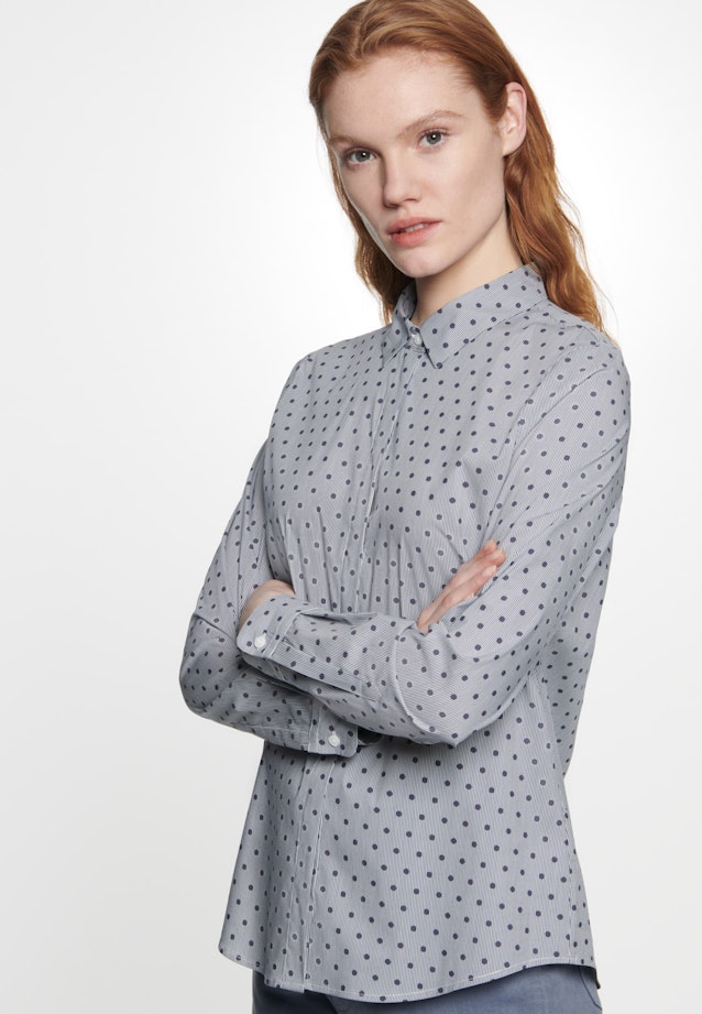 Slim fit Hemdbluse Punkte in Dunkelblau |  Seidensticker Onlineshop