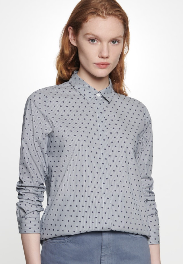 Slim fit Hemdbluse Punkte in Dunkelblau |  Seidensticker Onlineshop