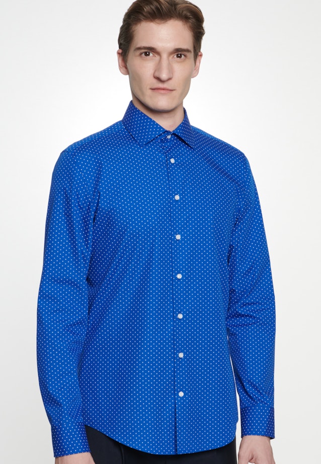 Slim Business Hemd Druck in Mittelblau |  Seidensticker Onlineshop