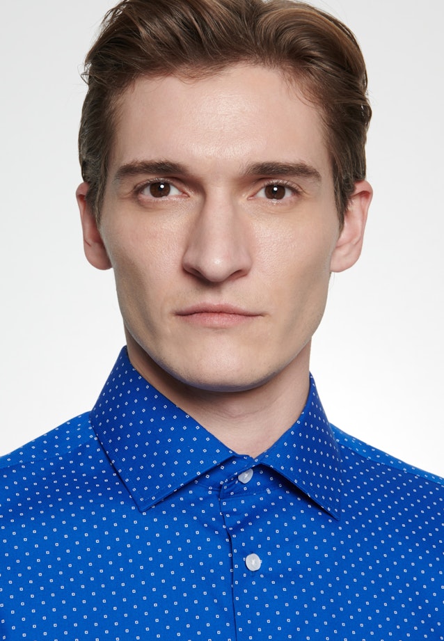 Slim Business Hemd Druck in Mittelblau |  Seidensticker Onlineshop