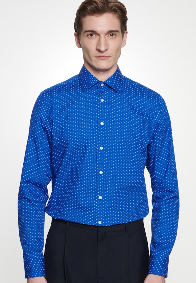 Slim Business Hemd Druck in Mittelblau |  Seidensticker Onlineshop