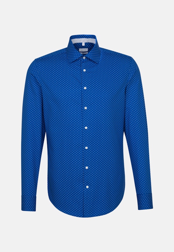 Slim Business Hemd Druck in Mittelblau |  Seidensticker Onlineshop