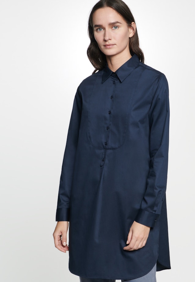 Regular fit Longbluse Uni in Dunkelblau |  Seidensticker Onlineshop