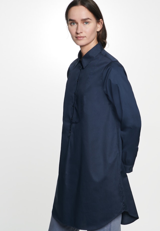 Regular fit Longbluse Uni in Dunkelblau |  Seidensticker Onlineshop