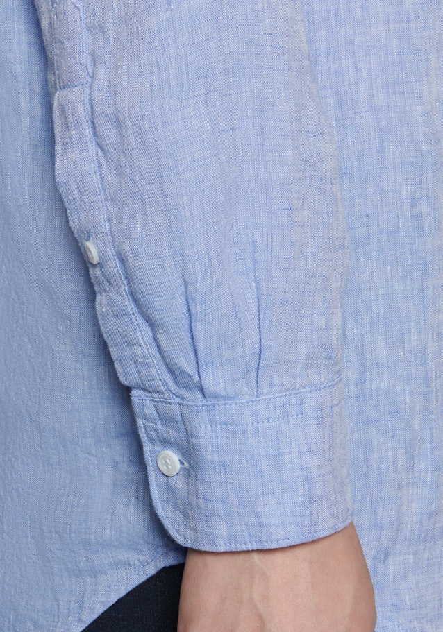 Lange mouwen Linnen Shirtblouse in Middelmatig Blauw |  Seidensticker Onlineshop