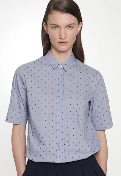 Regular fit Hemdbluse Punkte in Dunkelblau |  Seidensticker Onlineshop