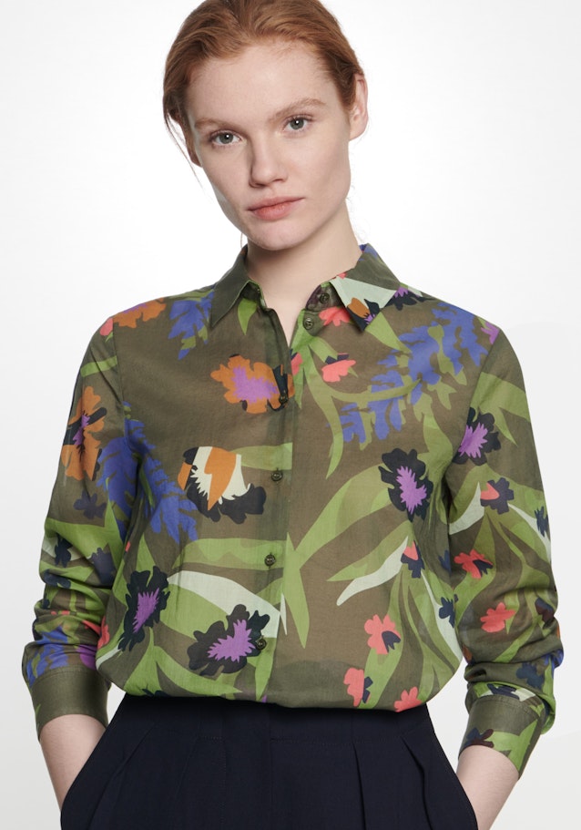 Long sleeve Voile Shirt Blouse in Green |  Seidensticker Onlineshop