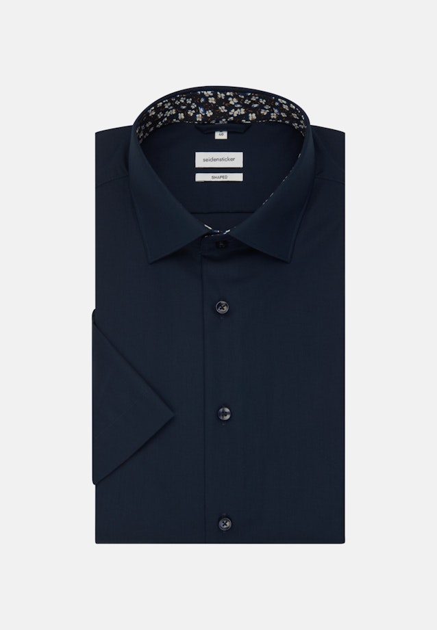 Non-iron Poplin Short sleeve Business Shirt in Shaped with Kent-Collar in Dark Blue | Seidensticker Onlineshop