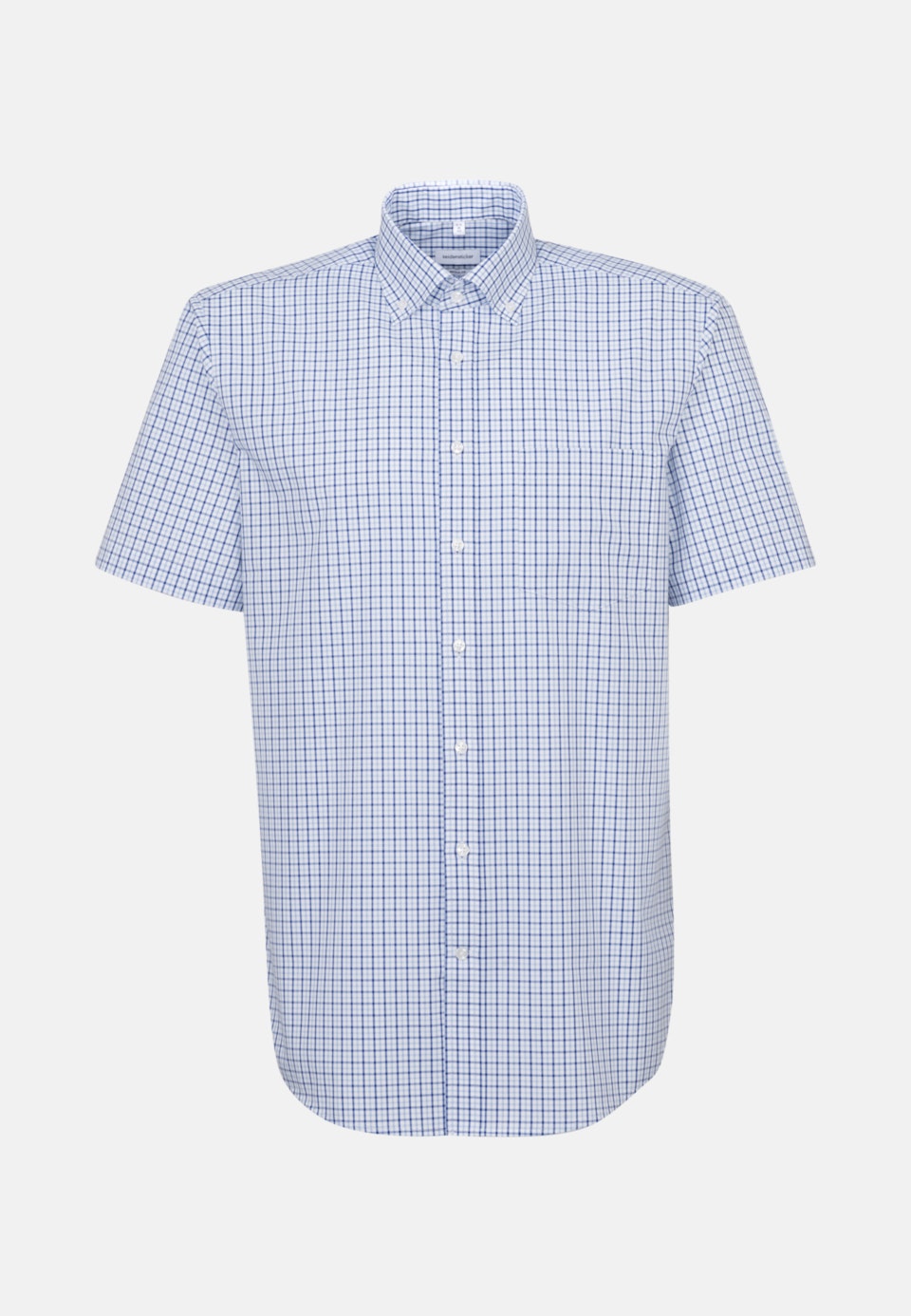 Bügelfreies Popeline Kurzarm Business Hemd in Regular mit Button-Down-Kragen in Mittelblau |  Seidensticker Onlineshop