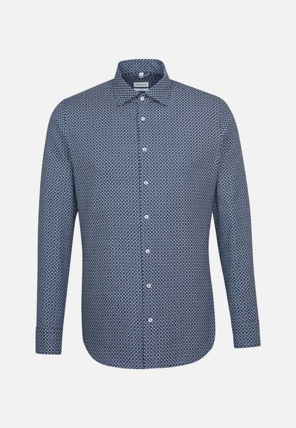 Structure Business Shirt in Shaped with Kent-Collar and extra long sleeve in Medium Blue |  Seidensticker Onlineshop