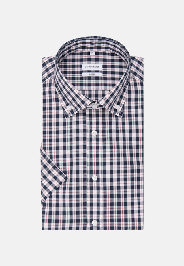 Non-iron Poplin Short sleeve Business Shirt in Shaped with Button-Down-Collar in Dark Blue |  Seidensticker Onlineshop