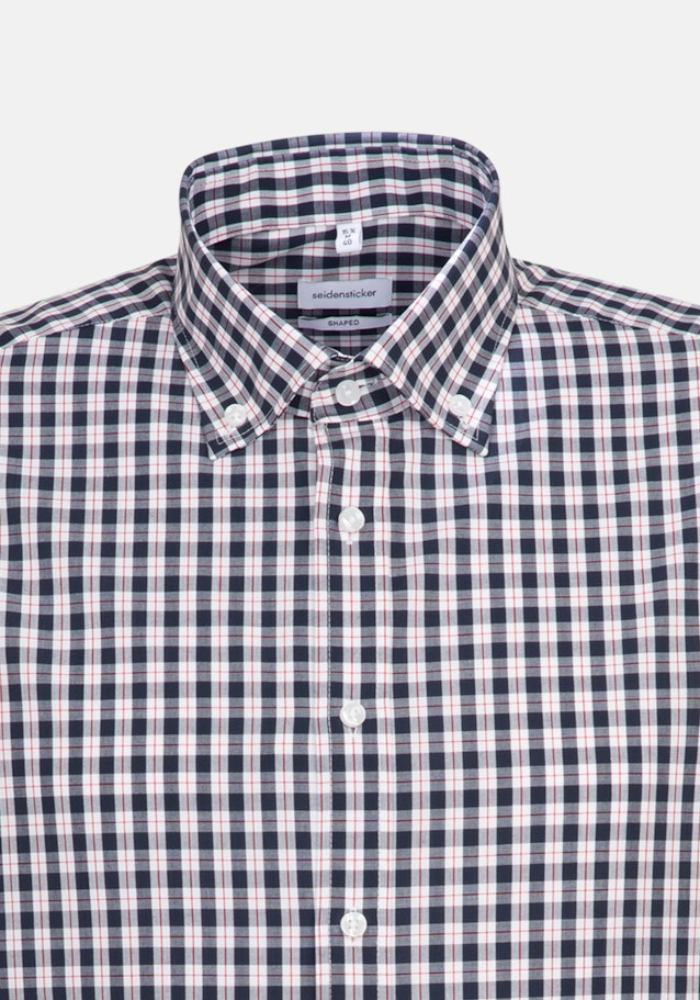 Bügelfreies Popeline Kurzarm Business Hemd in Shaped mit Button-Down-Kragen in Dunkelblau |  Seidensticker Onlineshop