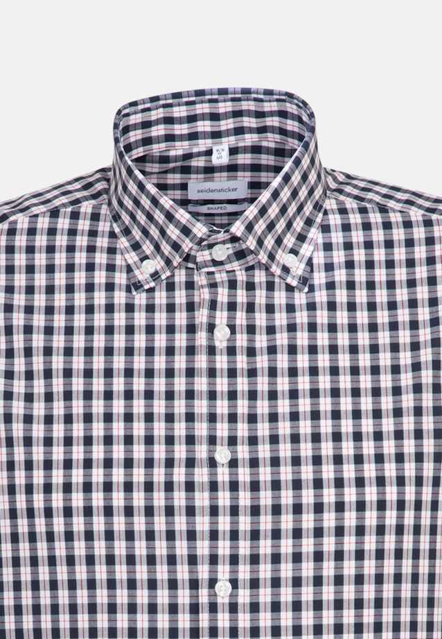 Non-iron Poplin Short sleeve Business Shirt in Shaped with Button-Down-Collar in Dark Blue |  Seidensticker Onlineshop