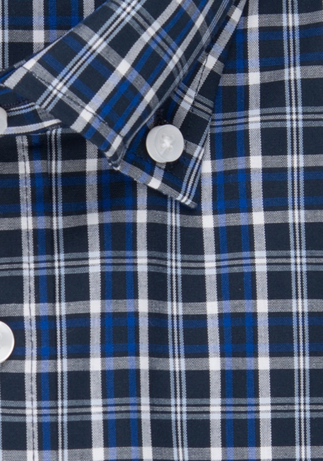 Bügelfreies Popeline Kurzarm Business Hemd in Shaped mit Button-Down-Kragen in Mittelblau |  Seidensticker Onlineshop